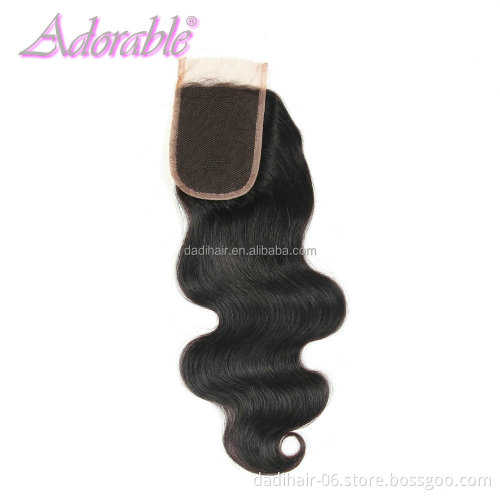 Factory Price Hot Sale peruvian body wave human hair weaving with 4*4 lace closure